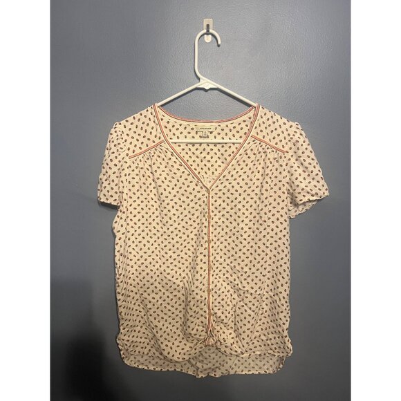 Women's Max Studio Ladybug Print Button Up Shirt 100% Rayon SZ XL Summer Vibes - Picture 1 of 7